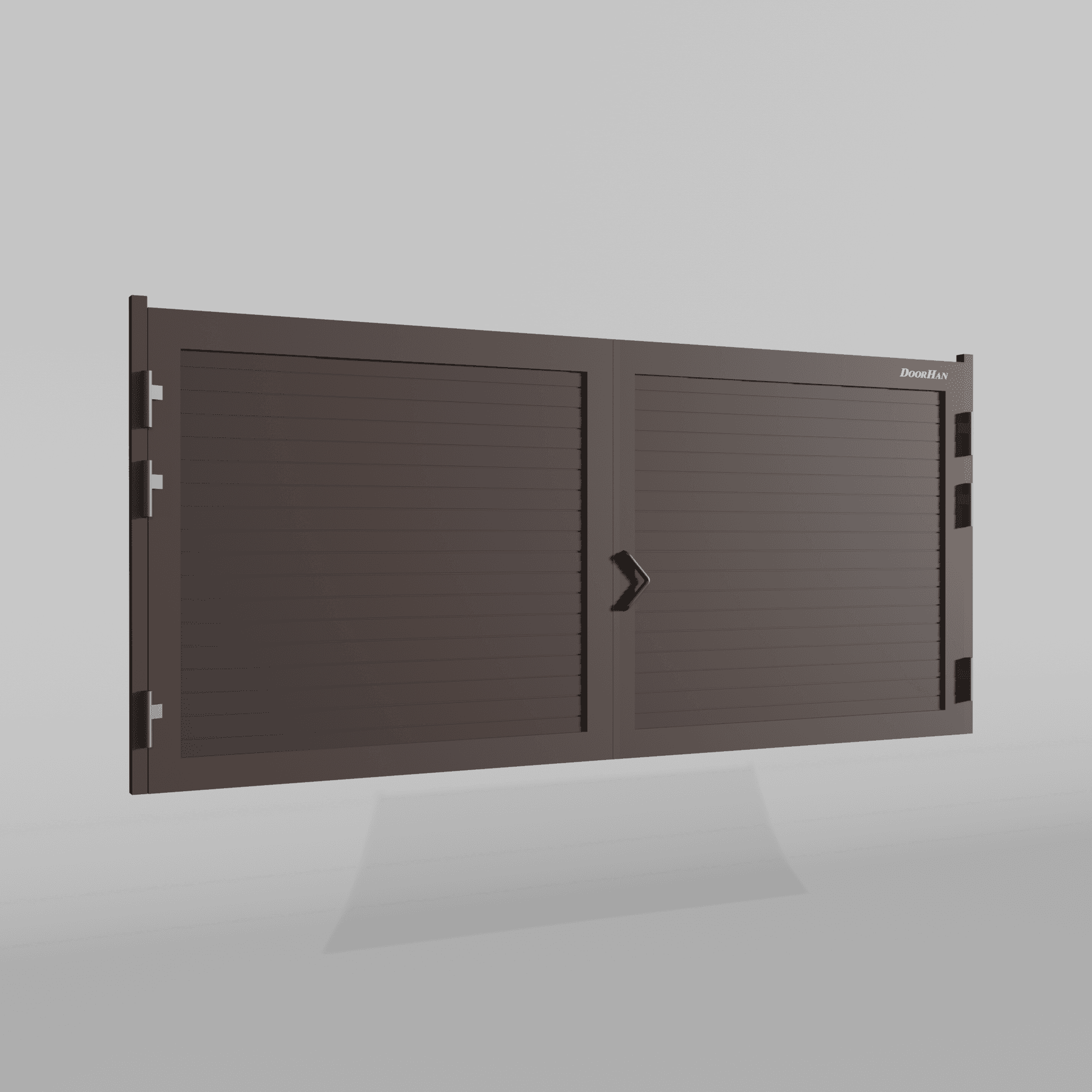 Распашные ворота DoorHan 4100х2000 цвета RAL 8017 (коричнево-красный) с дизайном «доска» без автоматики