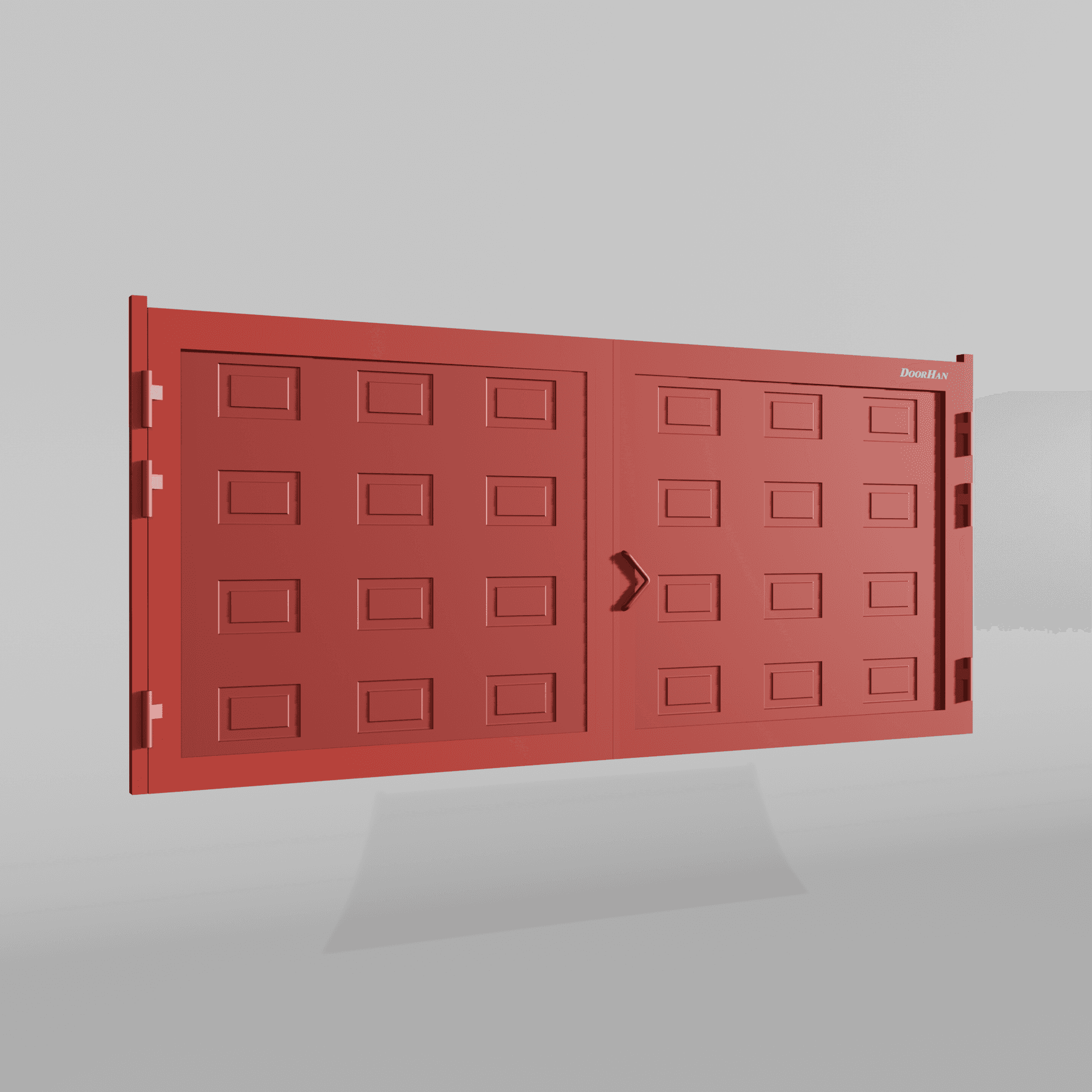 Распашные ворота DoorHan 5000х2000 цвета RAL 3000 (красный) с дизайном «филенка» с автоматикой