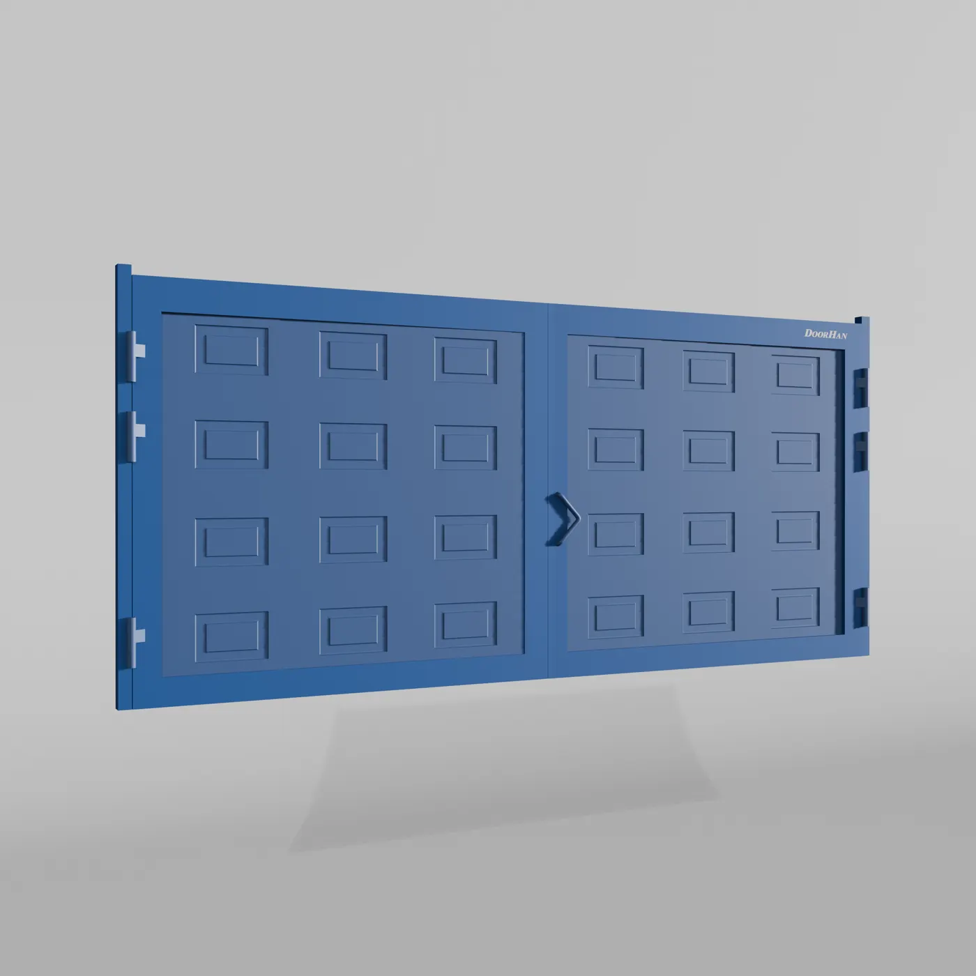 Распашные ворота DoorHan 2100х1700 цвета RAL 5005 (синий) с дизайном «филенка» с автоматикой