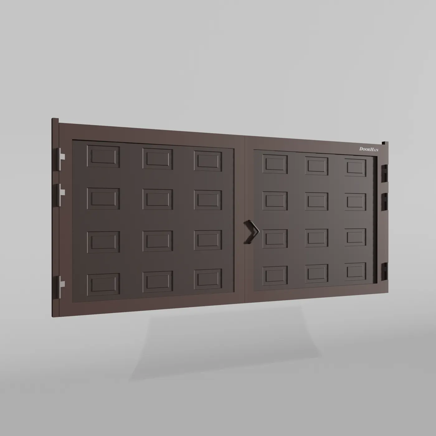 Распашные ворота DoorHan 2500х1900 цвета RAL 8017 (коричнево-красный) с дизайном «филенка» с автоматикой