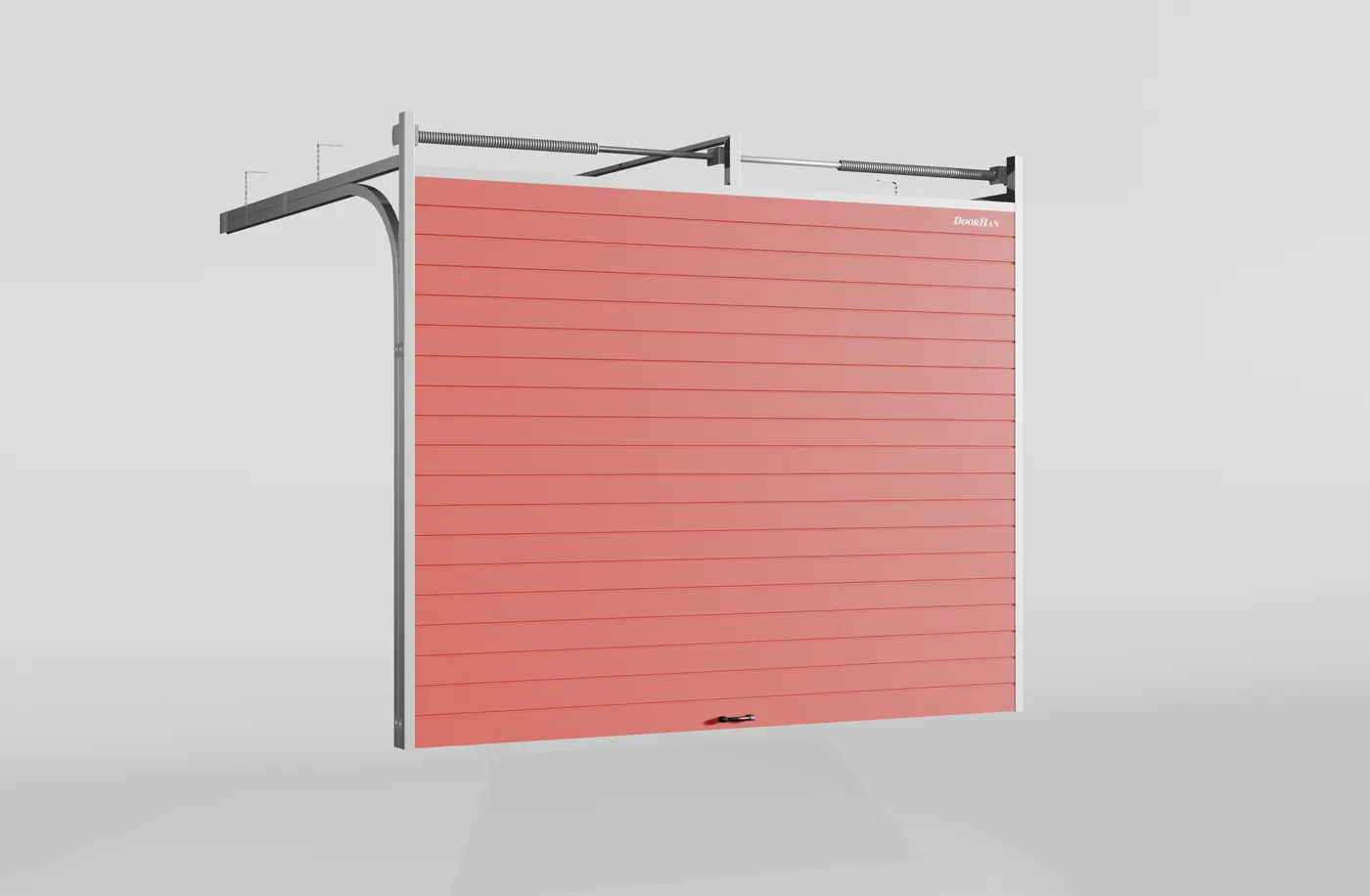 Секционные ворота DoorHan стальные 3400х2200 цвета RAL 3000 (красный) с дизайном «доска» без автоматики